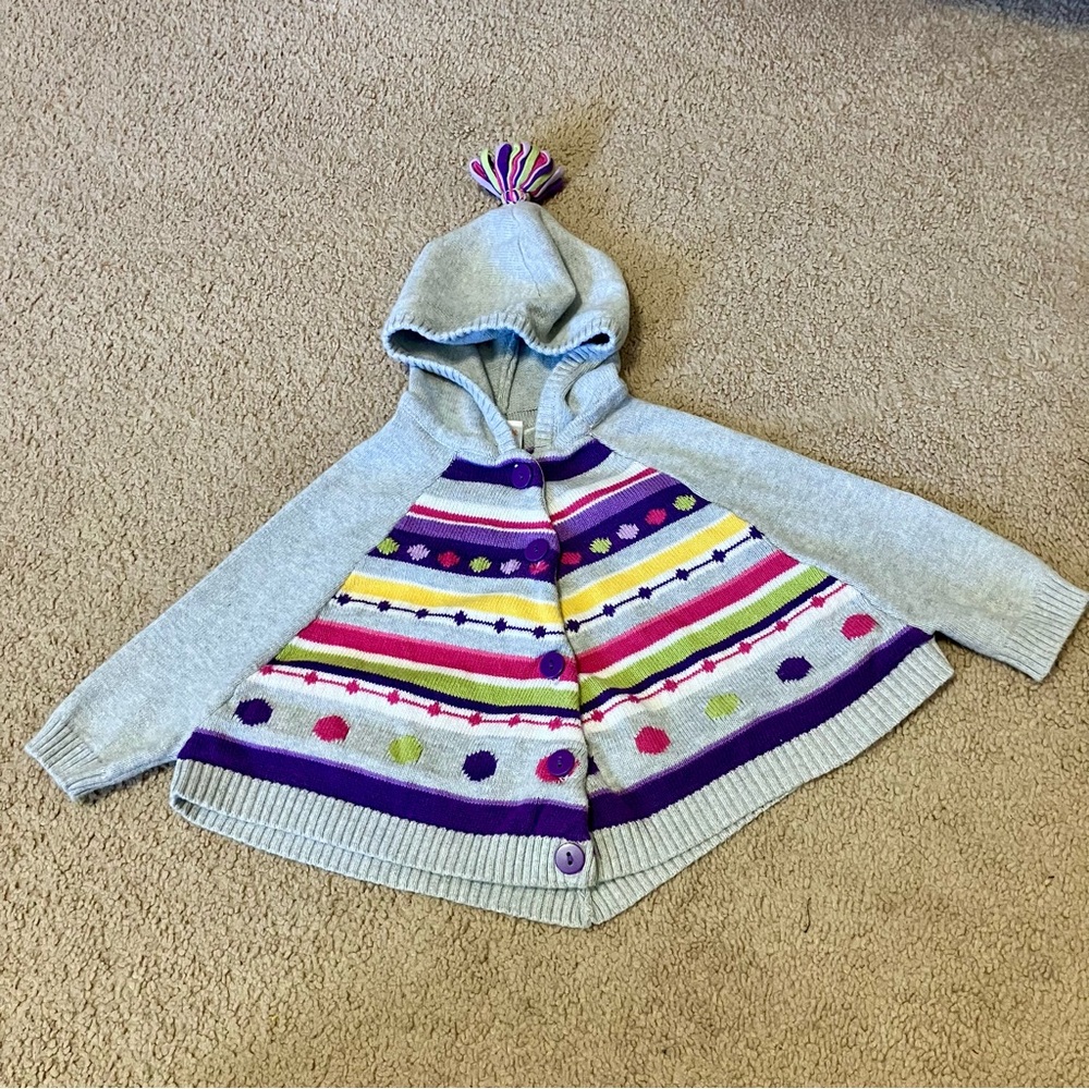 Vintage Gymboree "Mousing Around" Hooded Knit Sweater‎ Cape/Poncho 12-18M